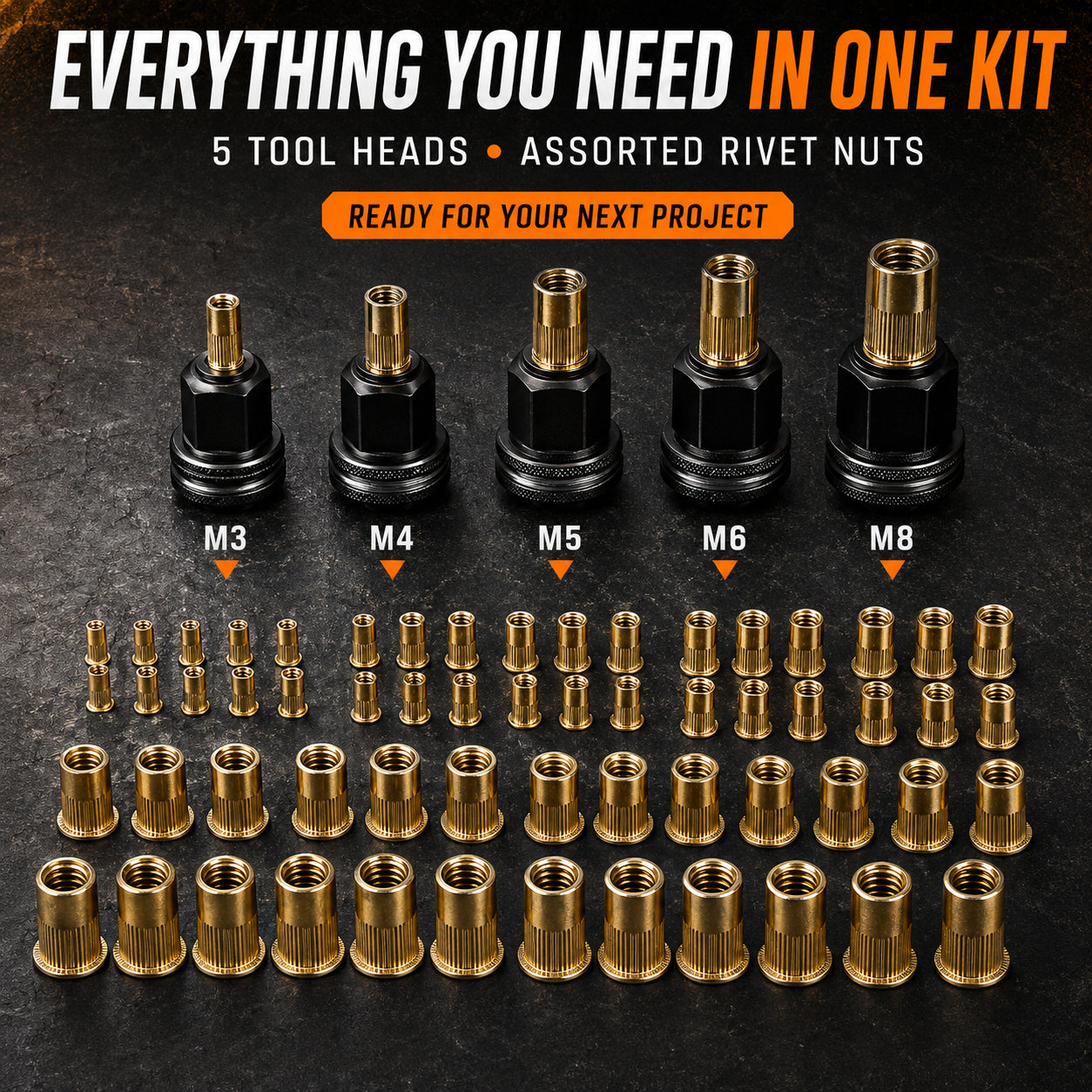 🔧 🔩2026 Hot sell Complete Drill-Powered Rivet Nut Kit – M3–M8 Threaded Insert Tool Set