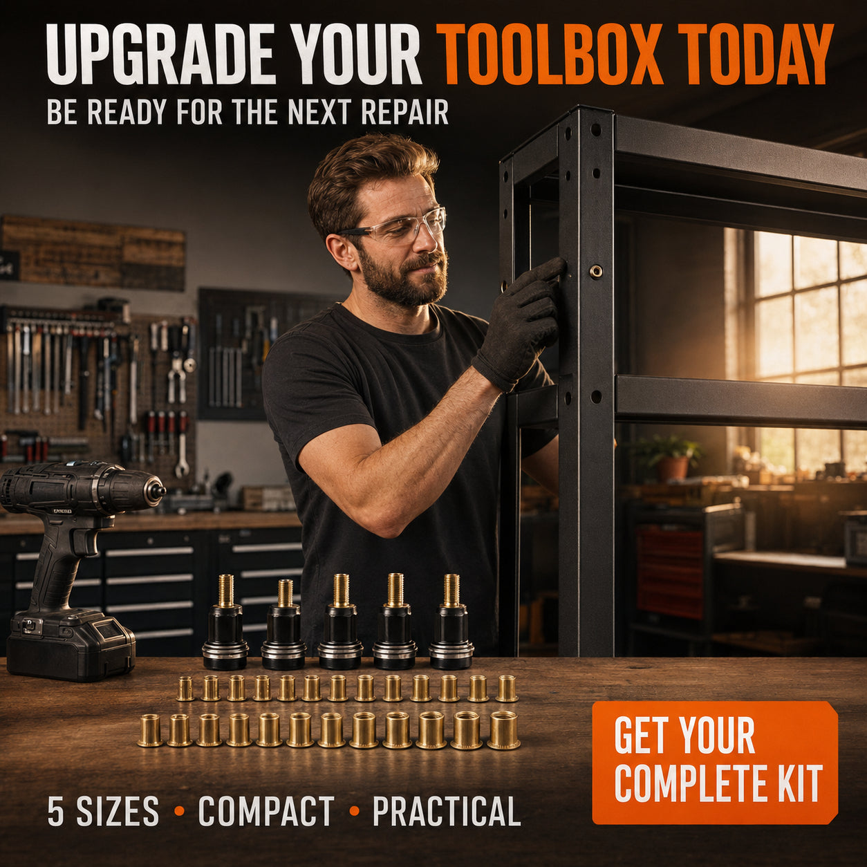 🔧 🔩2026 Hot sell Complete Drill-Powered Rivet Nut Kit – M3–M8 Threaded Insert Tool Set