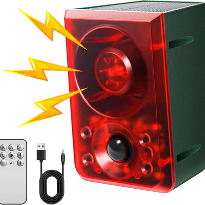 Solar Outdoor Motion Sensor Alarm - Dog Barking & Gunshot Sound