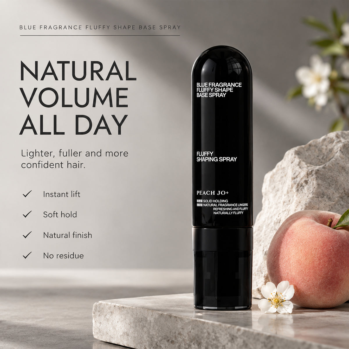 ✨Fluffy Hair Shaping Spray, Peach Scent Volumizing Hair Mist for Long Wear Hold