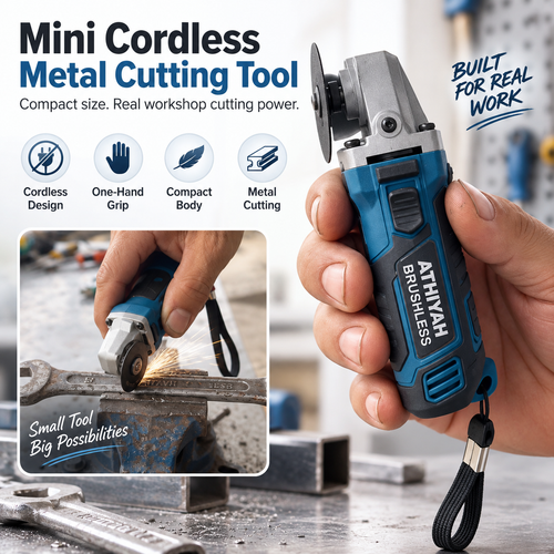 🔧 Mini Cordless Metal Cutting Tool – Compact Brushless Angle Grinder for DIY Repairs