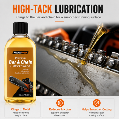 RazorWolf Bar & Chain Care Oil – All-Weather Chainsaw Lubricating Oil