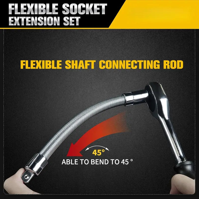 🛠 Tight Space Lifesaver | 1/2-Inch 35cm Flexible Socket Wrench Extension Bar Set ⚡