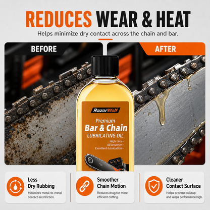 RazorWolf Bar & Chain Care Oil – All-Weather Chainsaw Lubricating Oil