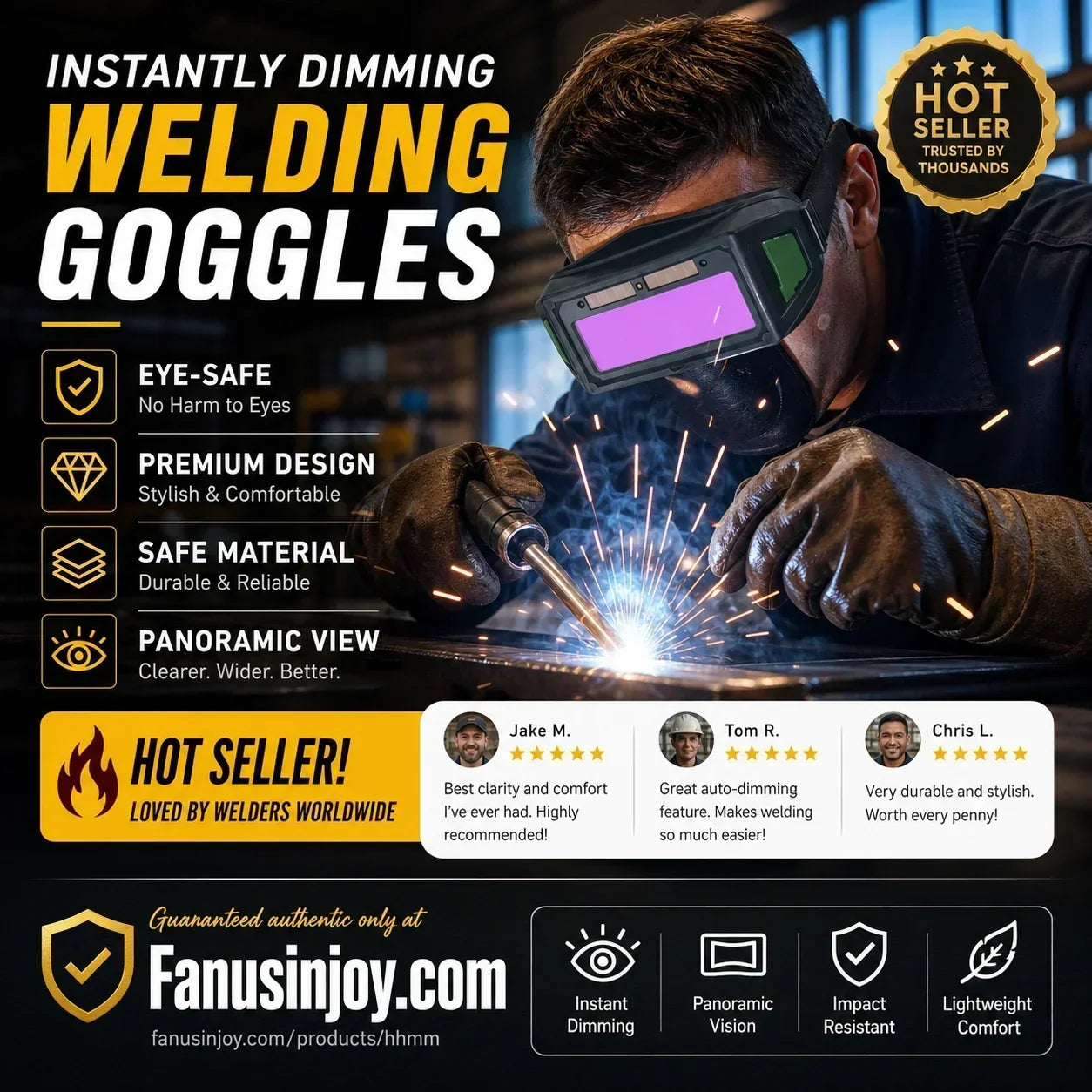 🥽50% OFF NOW! Welder's Eye Protection Goggles‑Solar Powered Auto‑Darkening Welding Goggles, Anti‑Glare Safety Eyes Shield for Arc Welding, Mig Tig Welding Work