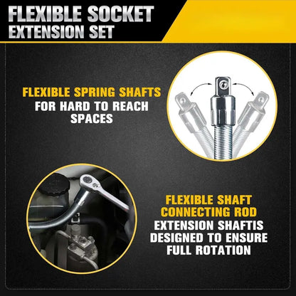 🛠 Tight Space Lifesaver | 1/2-Inch 35cm Flexible Socket Wrench Extension Bar Set ⚡