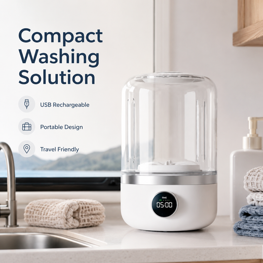 🚐 Portable RV Washer 💦 USB Rechargeable Laundry Solution for Socks, Underwear & Road Trips