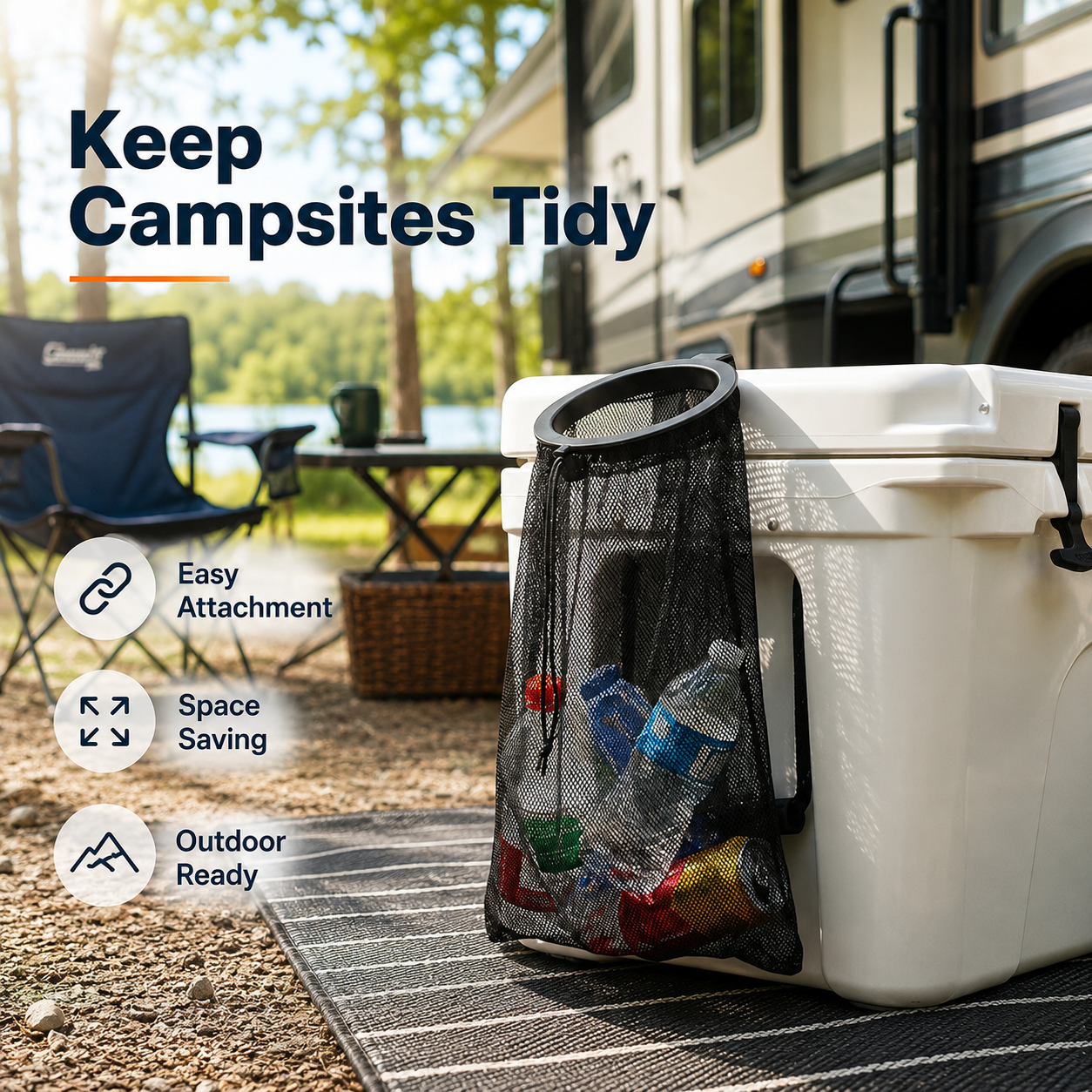 RV Camping Cooler Mesh Trash Bag Holder
