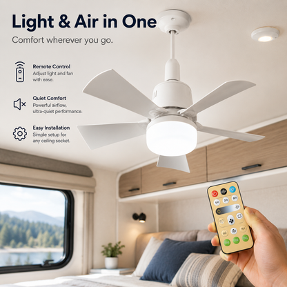 🚐 RV Ceiling Fan Light | Ultra-Quiet LED Light with Remote