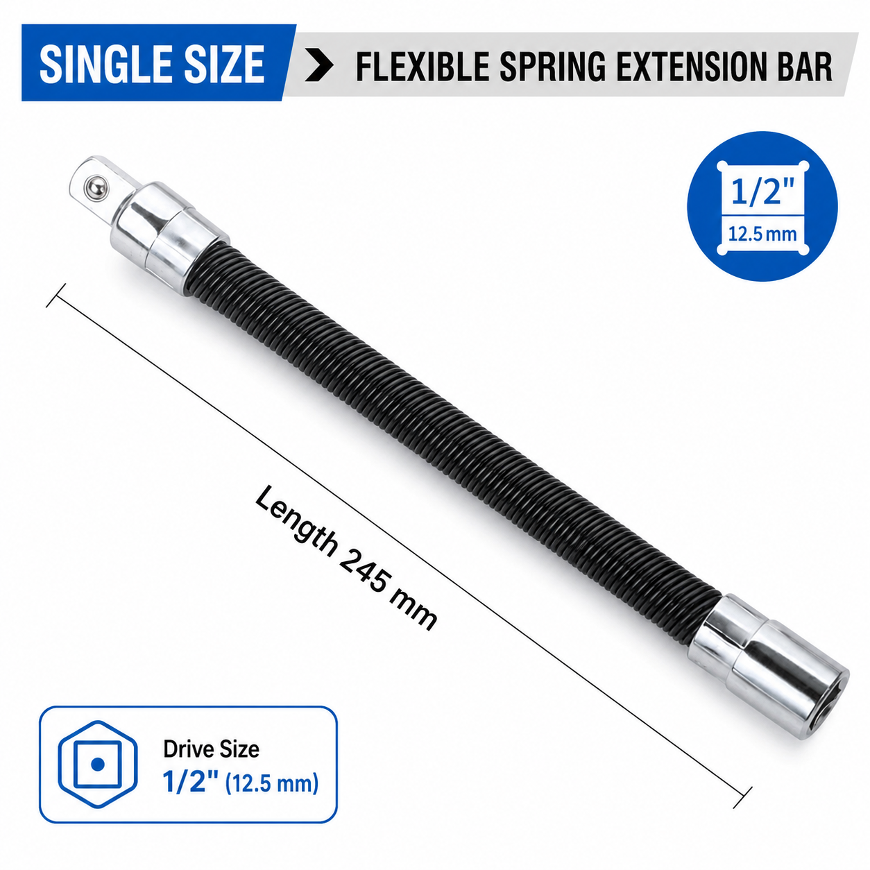 🛠 Tight Space Lifesaver | 1/2-Inch 35cm Flexible Socket Wrench Extension Bar Set ⚡