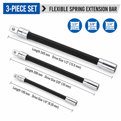 🛠 Tight Space Lifesaver | 1/2-Inch 35cm Flexible Socket Wrench Extension Bar Set ⚡