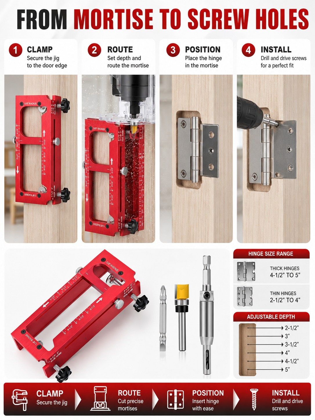 🔨 Adjustable Door Hinge Jig for Precise Mortising