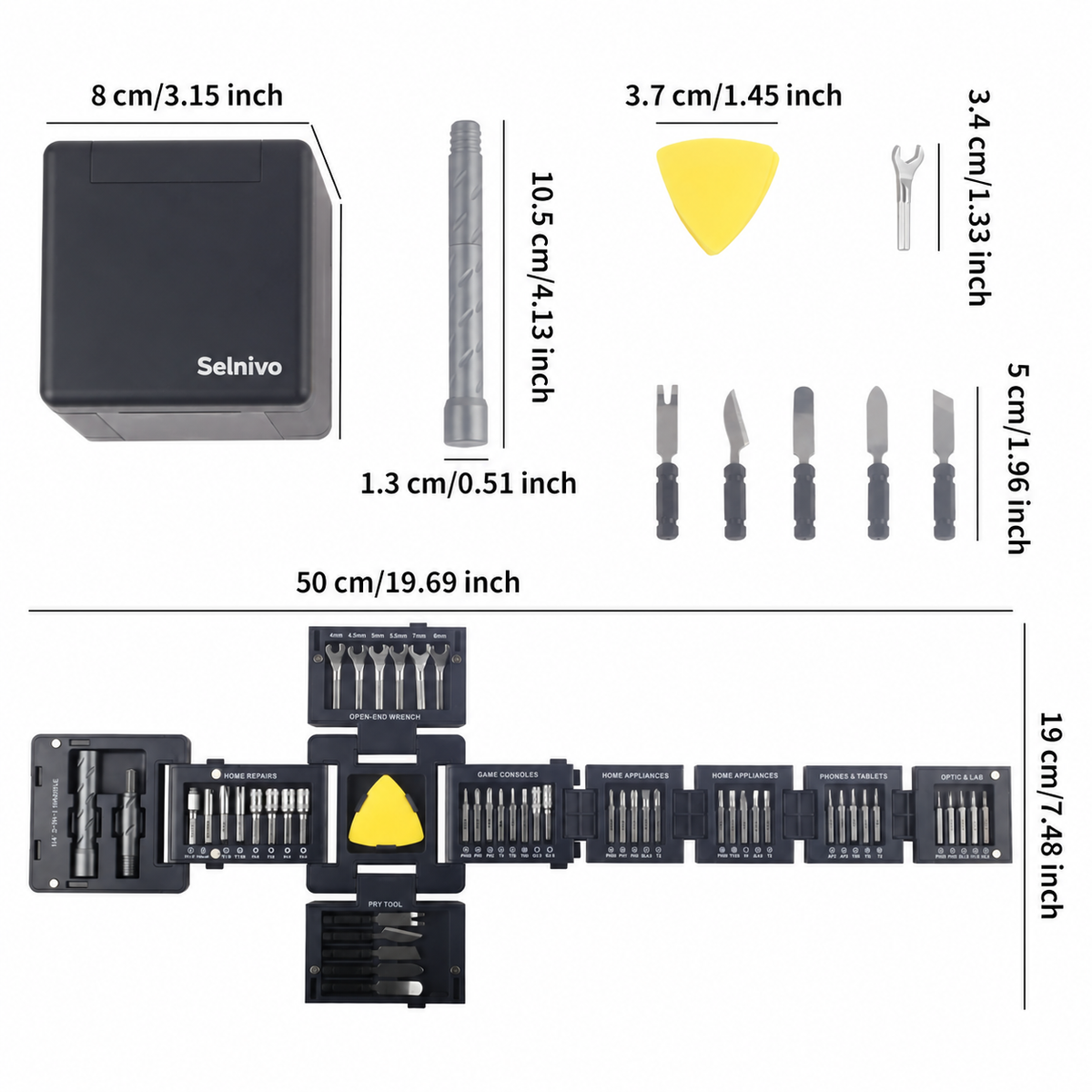 Selnivo™ Tools CubeFIX 55-in-1 Tool Cube Home & Precision Magnetic Toolkit