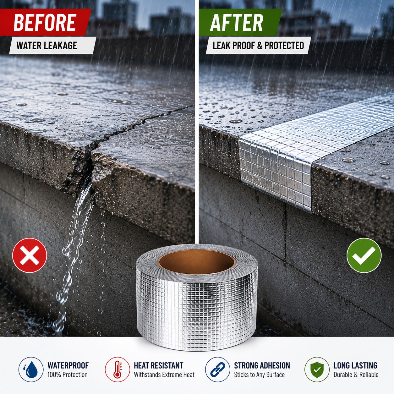 Waterproof Aluminum Butyl Tape for Leakage Repair
