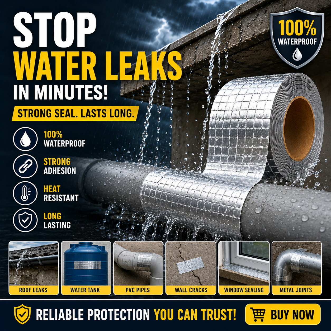 Waterproof Aluminum Butyl Tape for Leakage Repair