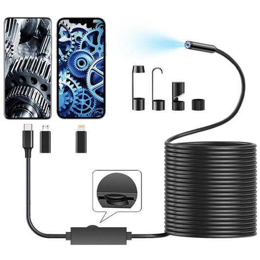📷 1920P HD Endoscope Camera, 8 LED Lights Semi-Rigid Borescope for iOS & Android