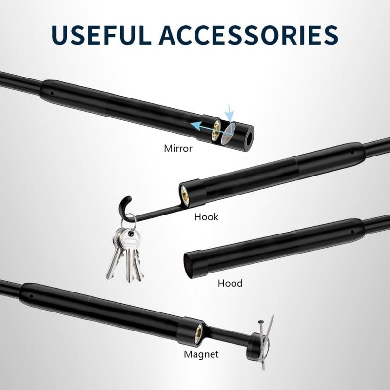 📷 1920P HD Endoscope Camera, 8 LED Lights Semi-Rigid Borescope for iOS & Android