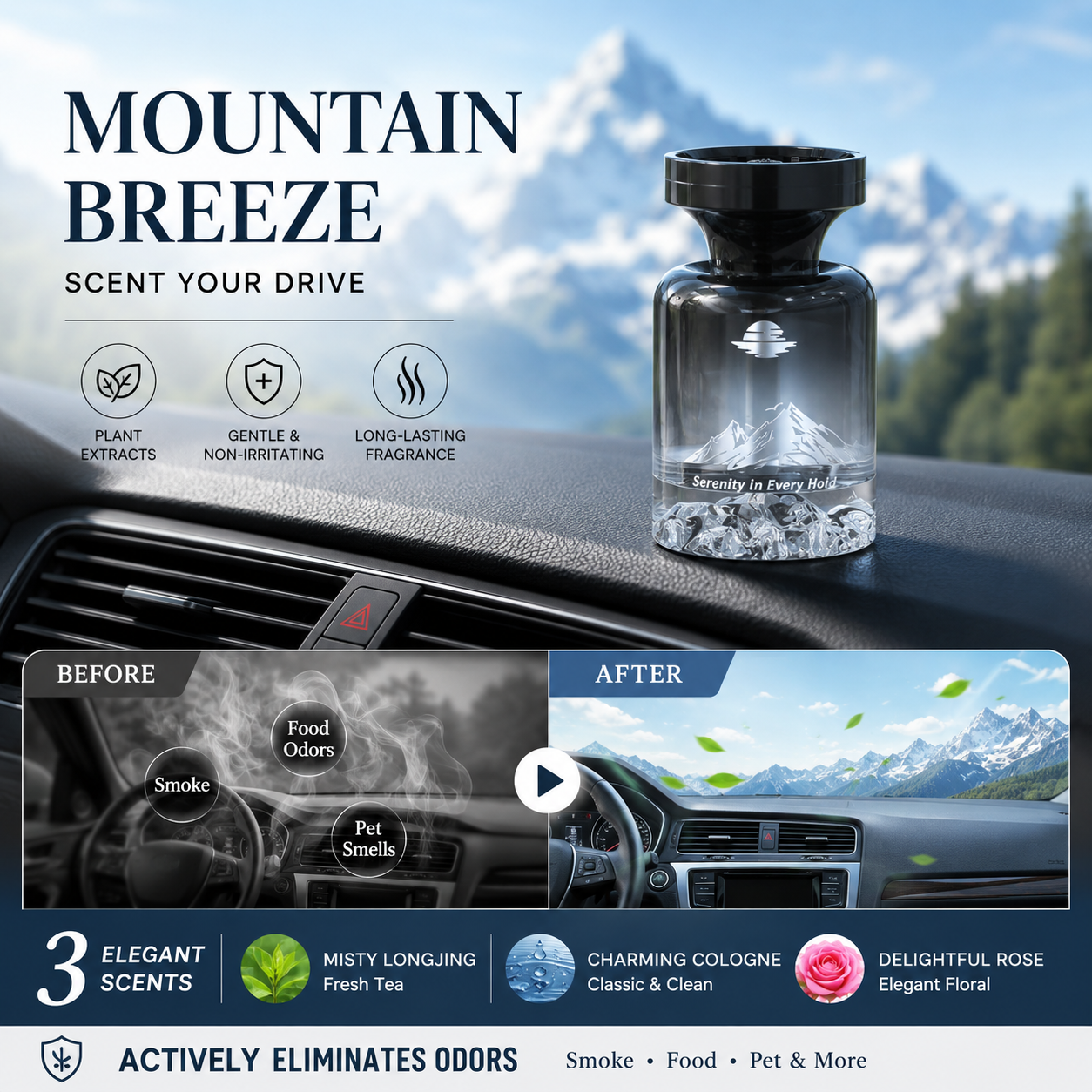 🥳2026 HOT SALE🥳💞50K+ SOLD!🚗🌿 50% OFF! 110ml Long-Lasting Car Air Freshener – Natural plant extracts, eliminates smoke & pet odours. Weeks of freshness. Mountain design. Breath easy! 💨✨