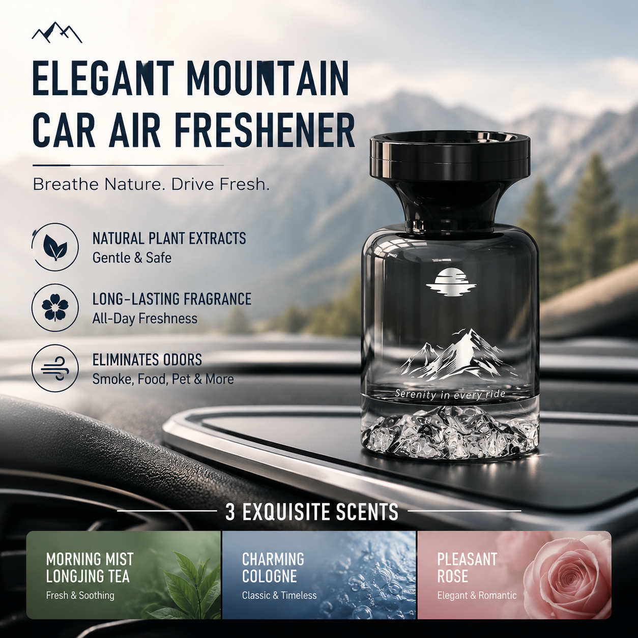 🥳2026 HOT SALE🥳💞50K+ SOLD!🚗🌿 50% OFF! 110ml Long-Lasting Car Air Freshener – Natural plant extracts, eliminates smoke & pet odours. Weeks of freshness. Mountain design. Breath easy! 💨✨