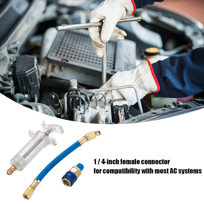 🔧 50% RABATT NU! 🚗 Precisions AC-olje- och Färgämnesinjektor – Hållbar Mässing & Högtrycksslang 🛠️