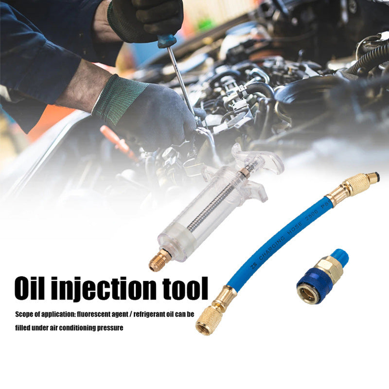 🔧 50% RABATT NU! 🚗 Precisions AC-olje- och Färgämnesinjektor – Hållbar Mässing & Högtrycksslang 🛠️