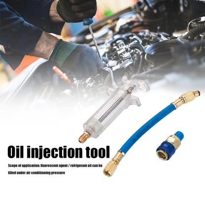 🔧 50% RABATT NU! 🚗 Precisions AC-olje- och Färgämnesinjektor – Hållbar Mässing & Högtrycksslang 🛠️