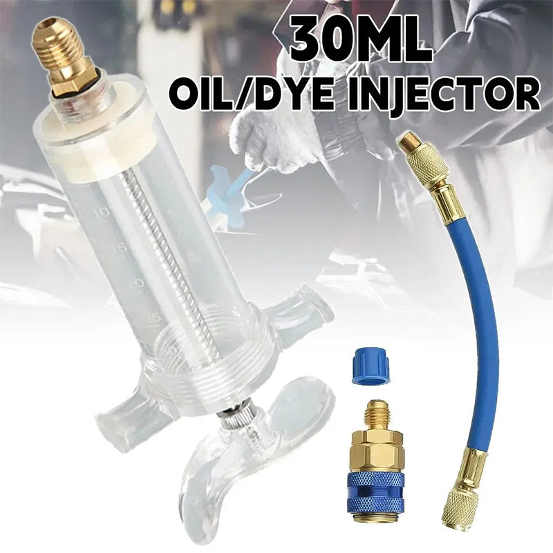 🔧 50% RABATT NU! 🚗 Precisions AC-olje- och Färgämnesinjektor – Hållbar Mässing & Högtrycksslang 🛠️