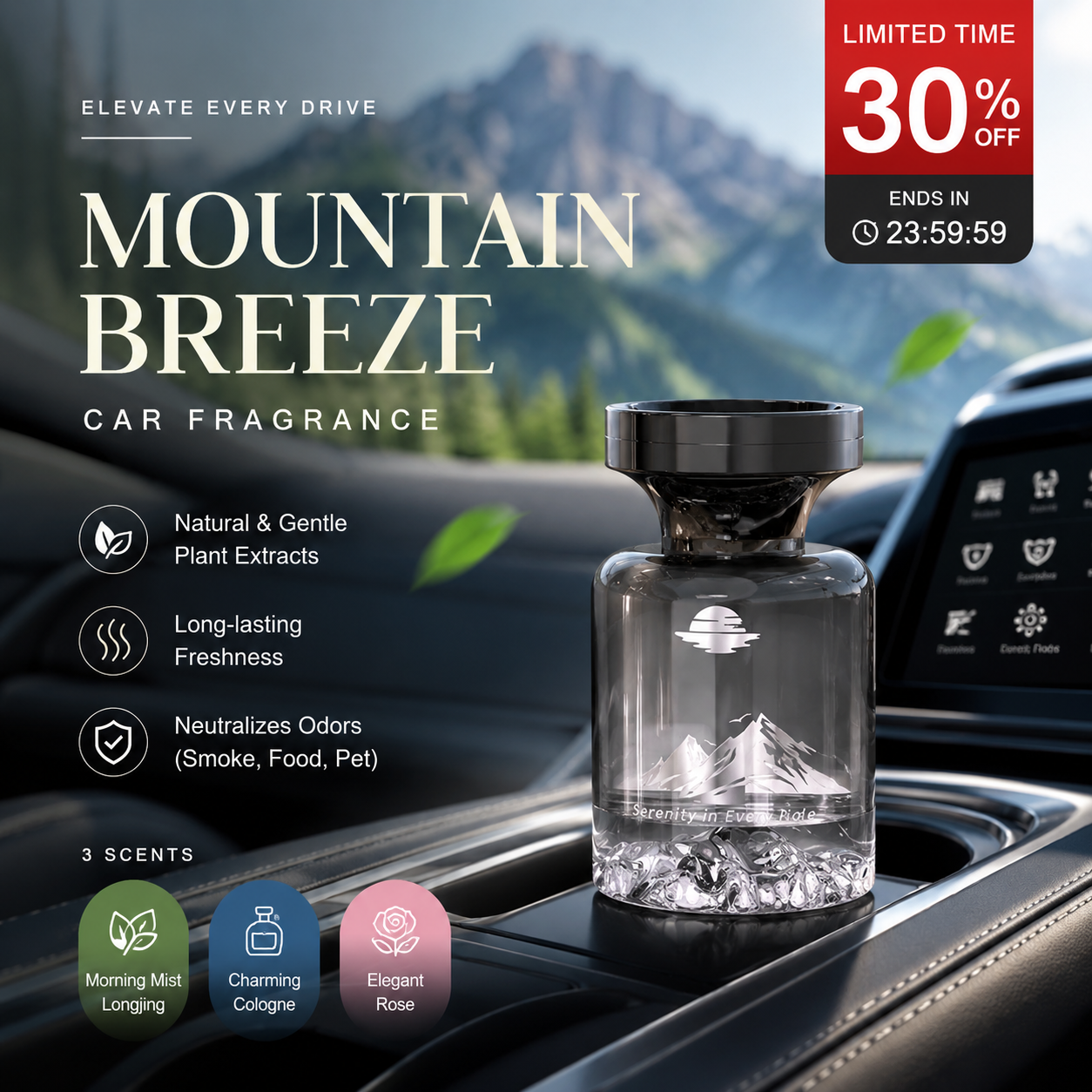 🥳2026 HOT SALE🥳💞50K+ SOLD!🚗🌿 50% OFF! 110ml Long-Lasting Car Air Freshener – Natural plant extracts, eliminates smoke & pet odours. Weeks of freshness. Mountain design. Breath easy! 💨✨